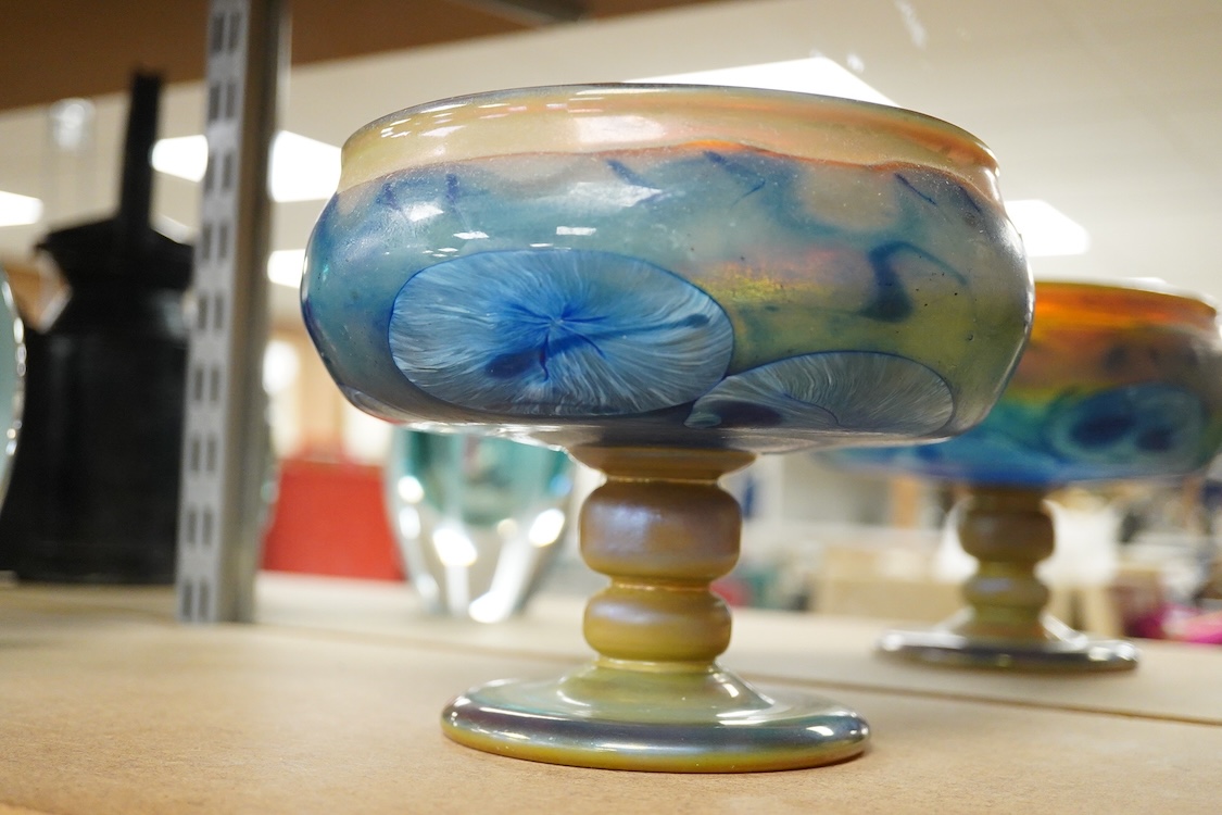 Jean Pierre Mateus (b.1970), A French art glass comport, signed and dated 2002 to the underside, 19cm diameter.